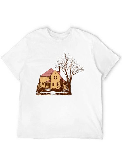 Spooky House Graphic Tee - Classic Black Cotton T-Shirt