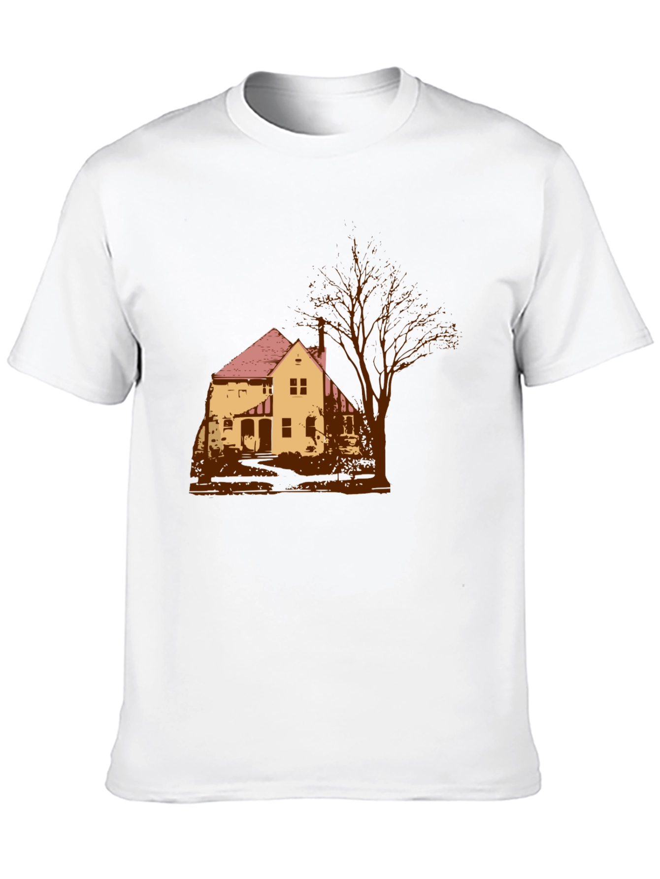 Spooky House Graphic Tee - Classic Black Cotton T-Shirt