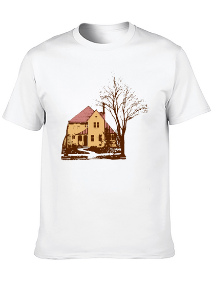 Spooky House Graphic Tee - Classic Black Cotton T-Shirt
