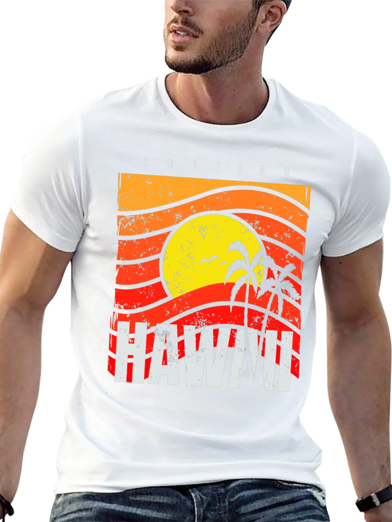 Hawaii Surfing Graphic T-Shirt