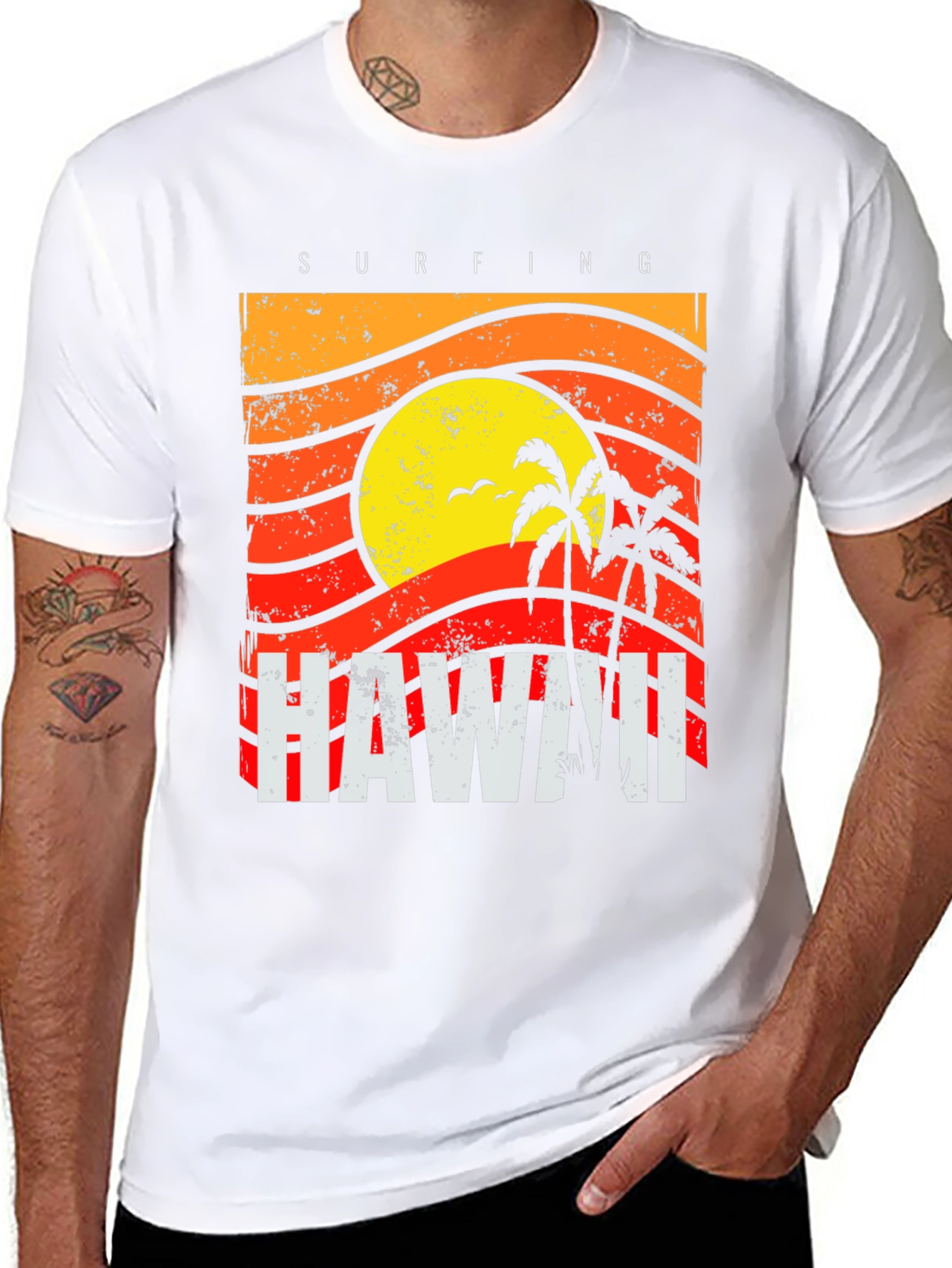 Hawaii Surfing Graphic T-Shirt