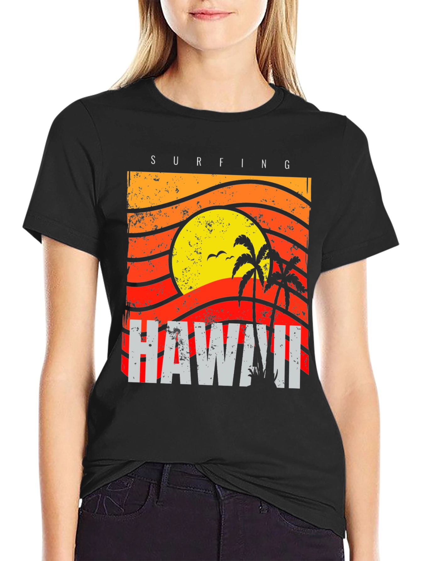 Hawaii Surfing Graphic T-Shirt