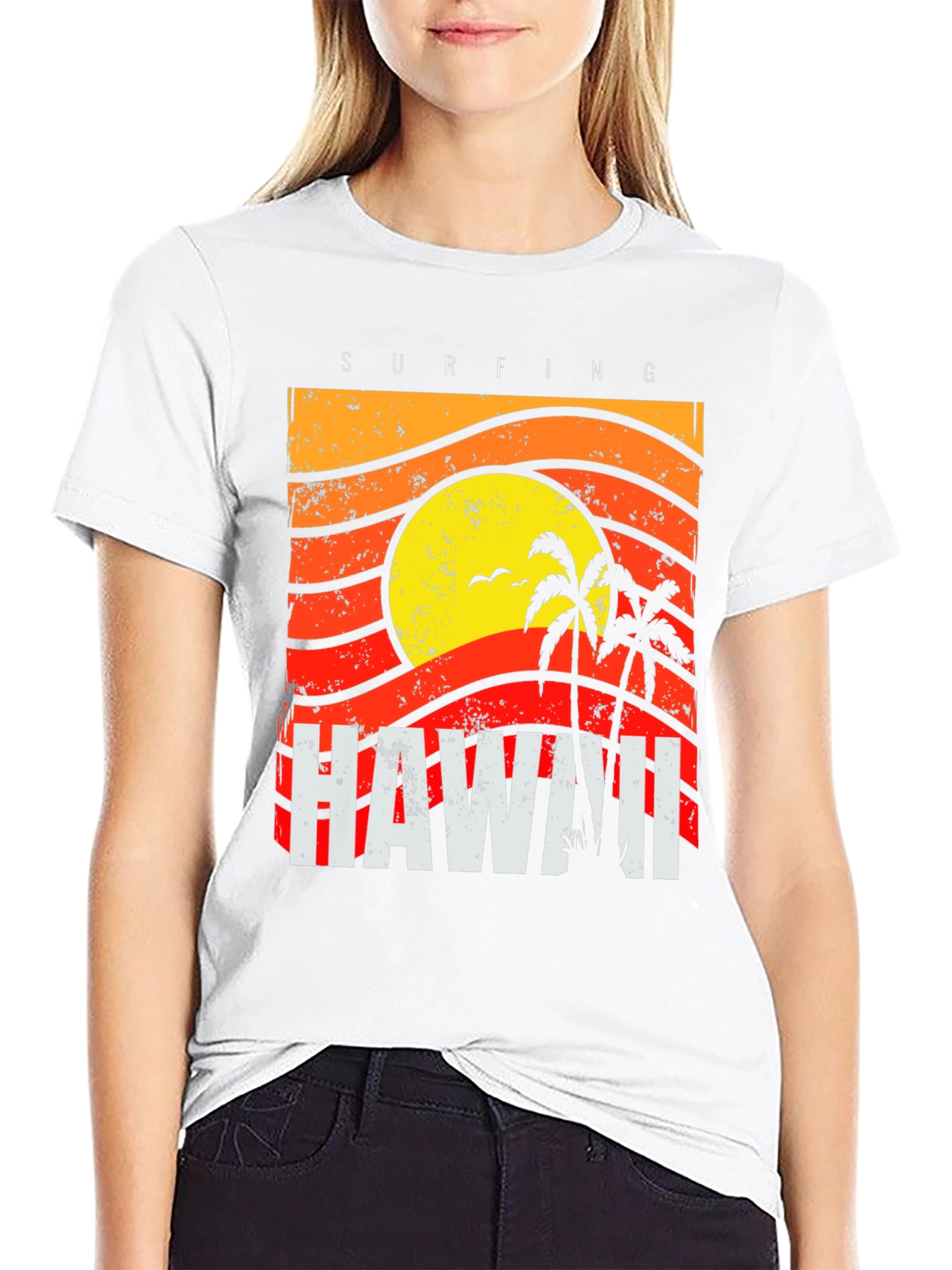 Hawaii Surfing Graphic T-Shirt