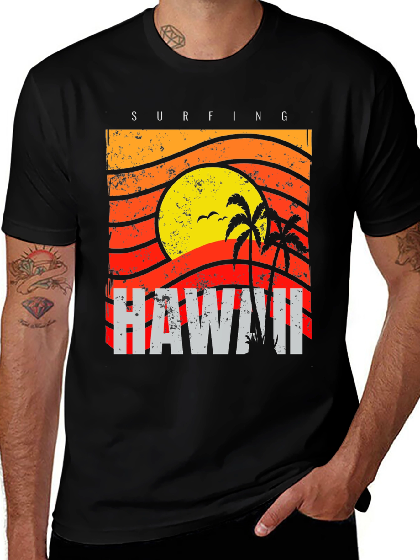 Hawaii Surfing Graphic T-Shirt