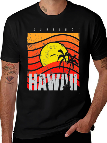 Hawaii Surfing Graphic T-Shirt