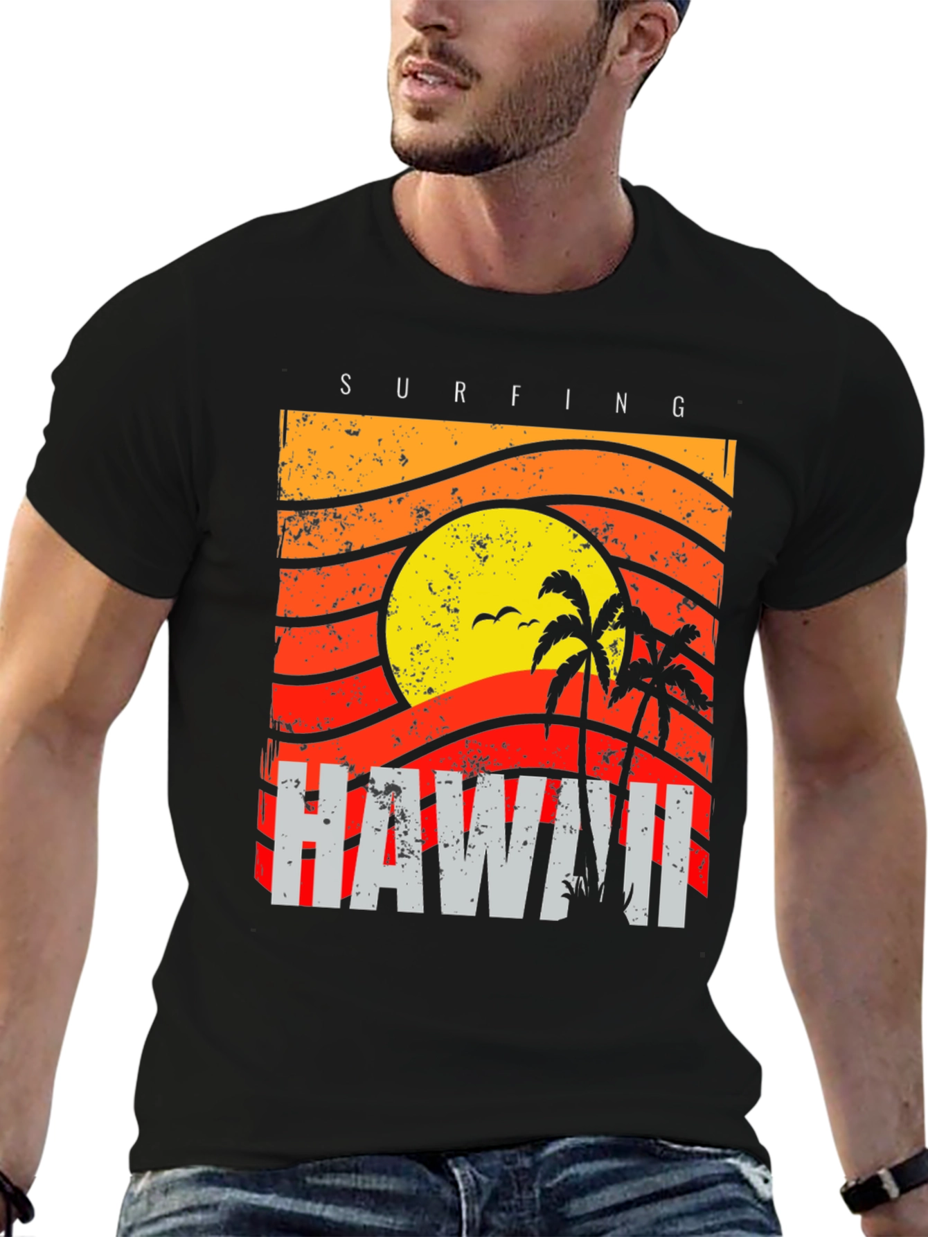 Hawaii Surfing Graphic T-Shirt