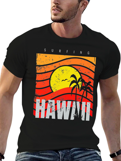 Hawaii Surfing Graphic T-Shirt