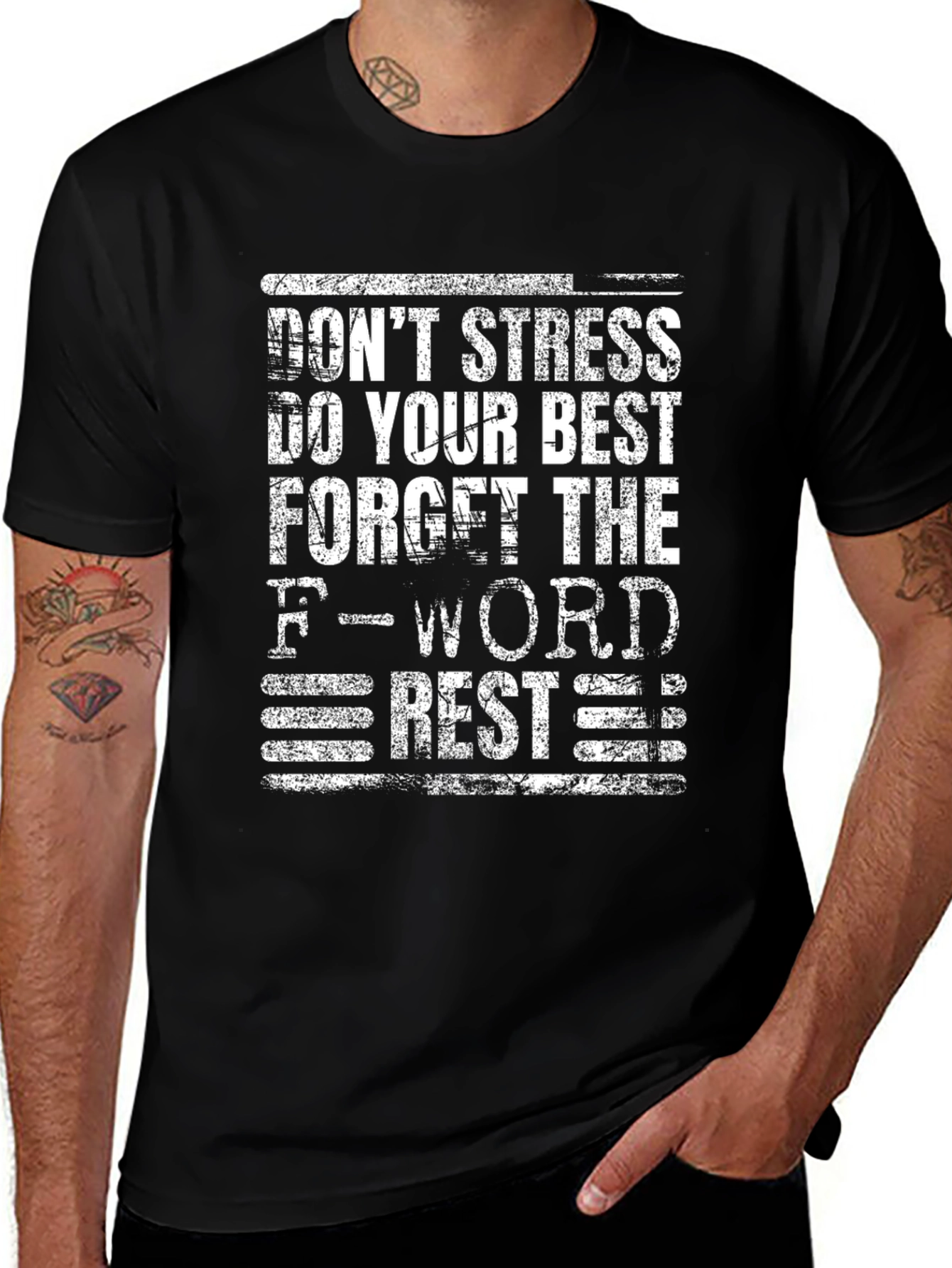 Dont Stress Graphic Tee - Black Cotton Blend