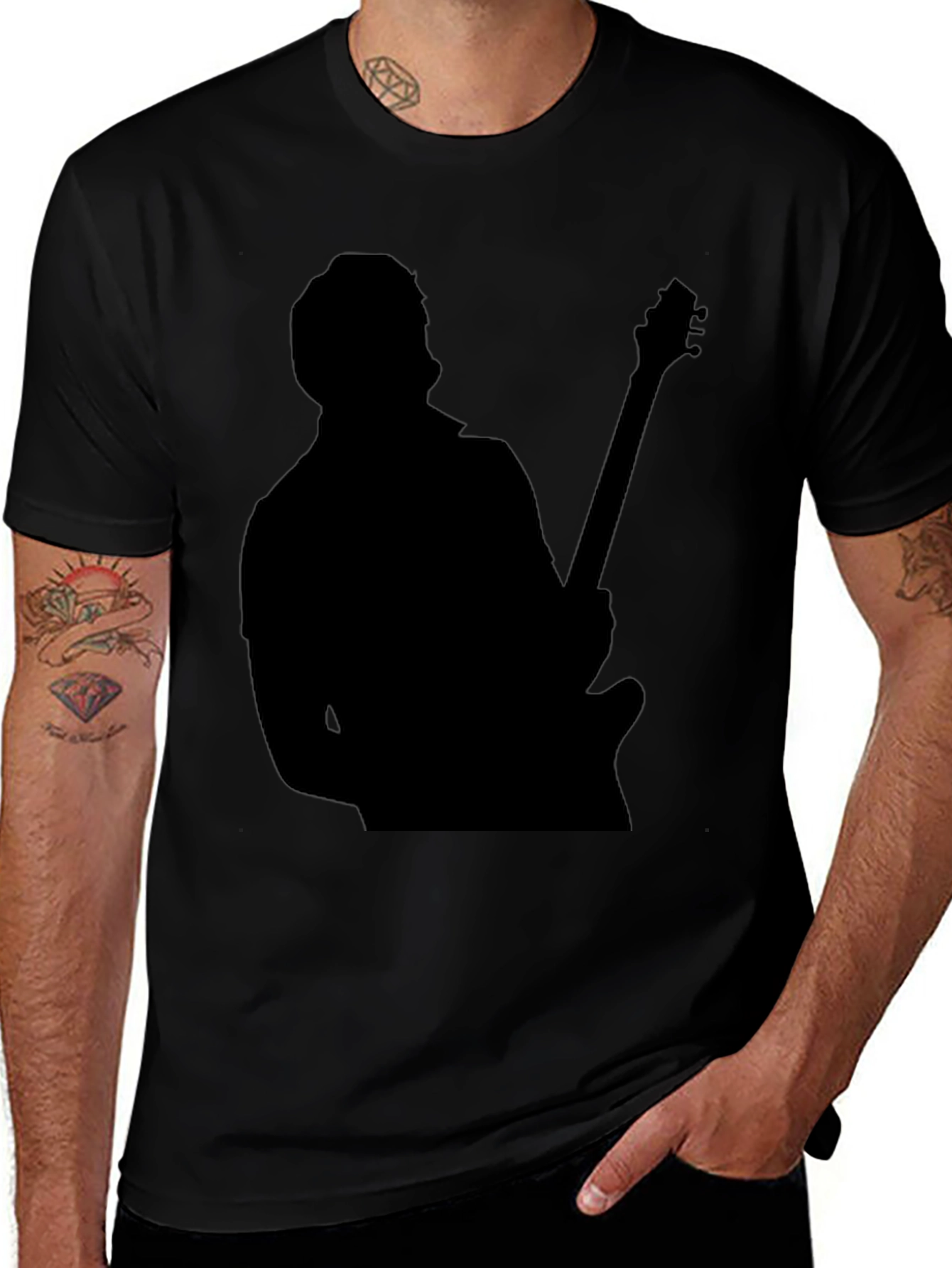 Guitar Player Silhouette Black T-Shirt