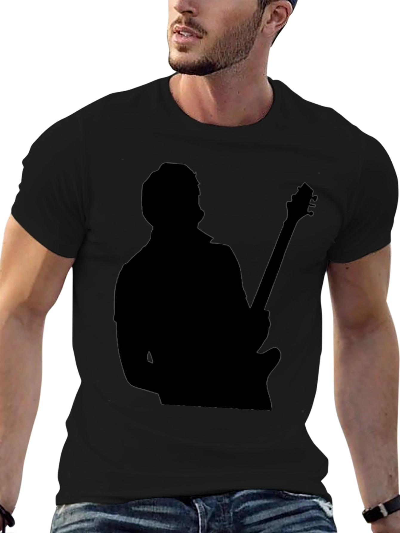 Guitar Player Silhouette Black T-Shirt