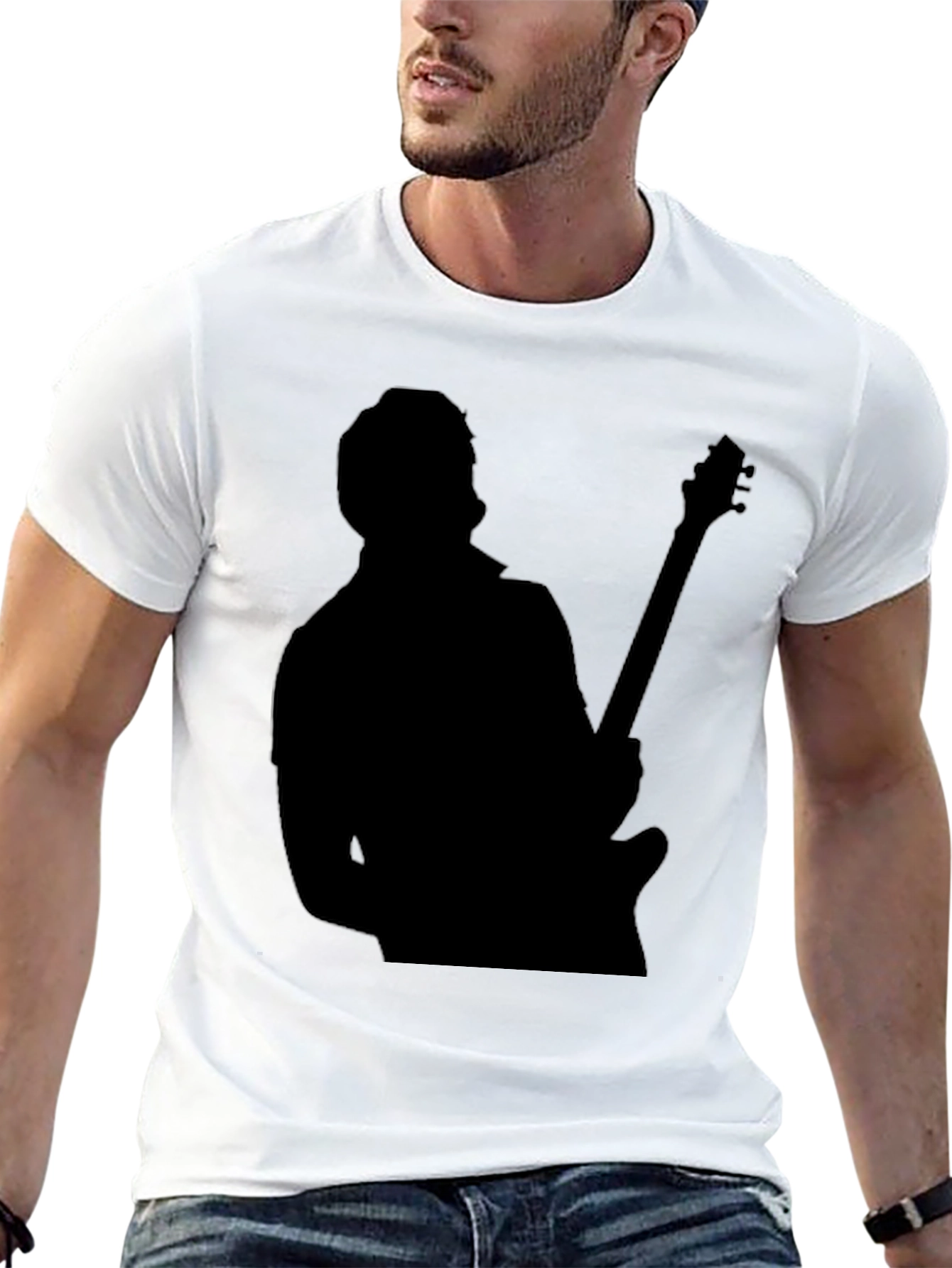 Guitar Player Silhouette Black T-Shirt