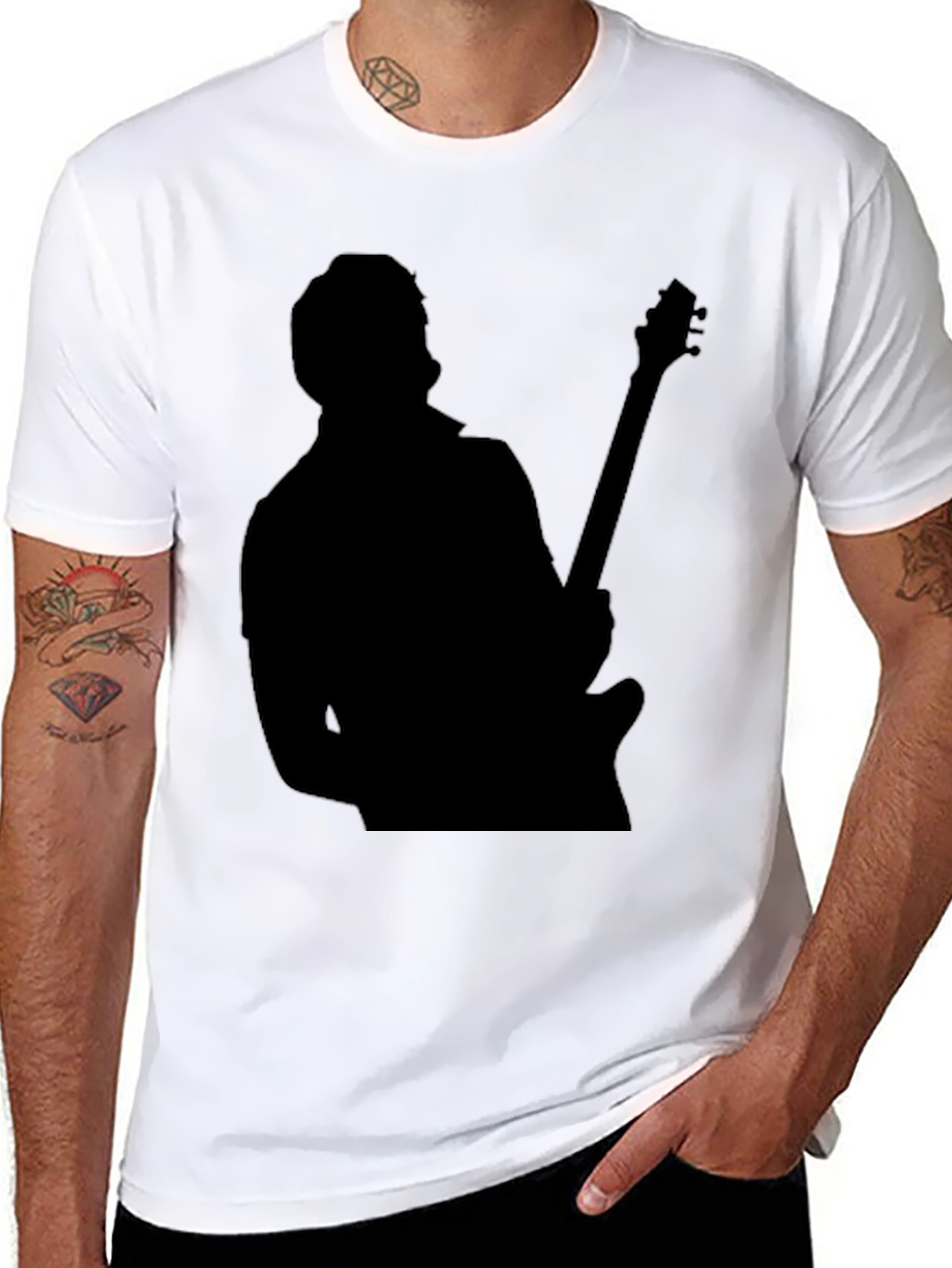 Guitar Player Silhouette Black T-Shirt
