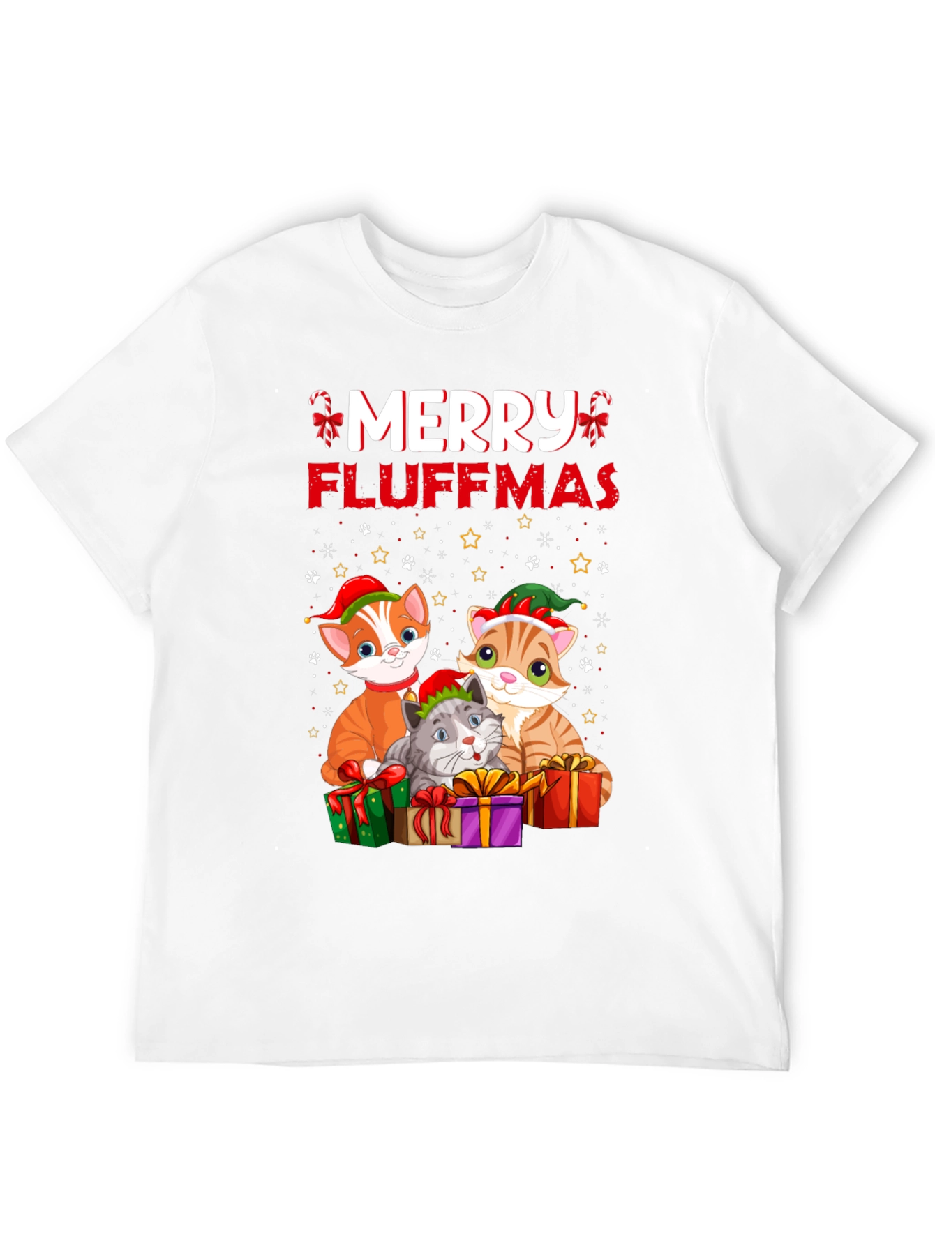 Merry Fluffmas Cat Christmas T-Shirt