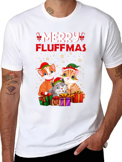 Merry Fluffmas Cat Christmas T-Shirt