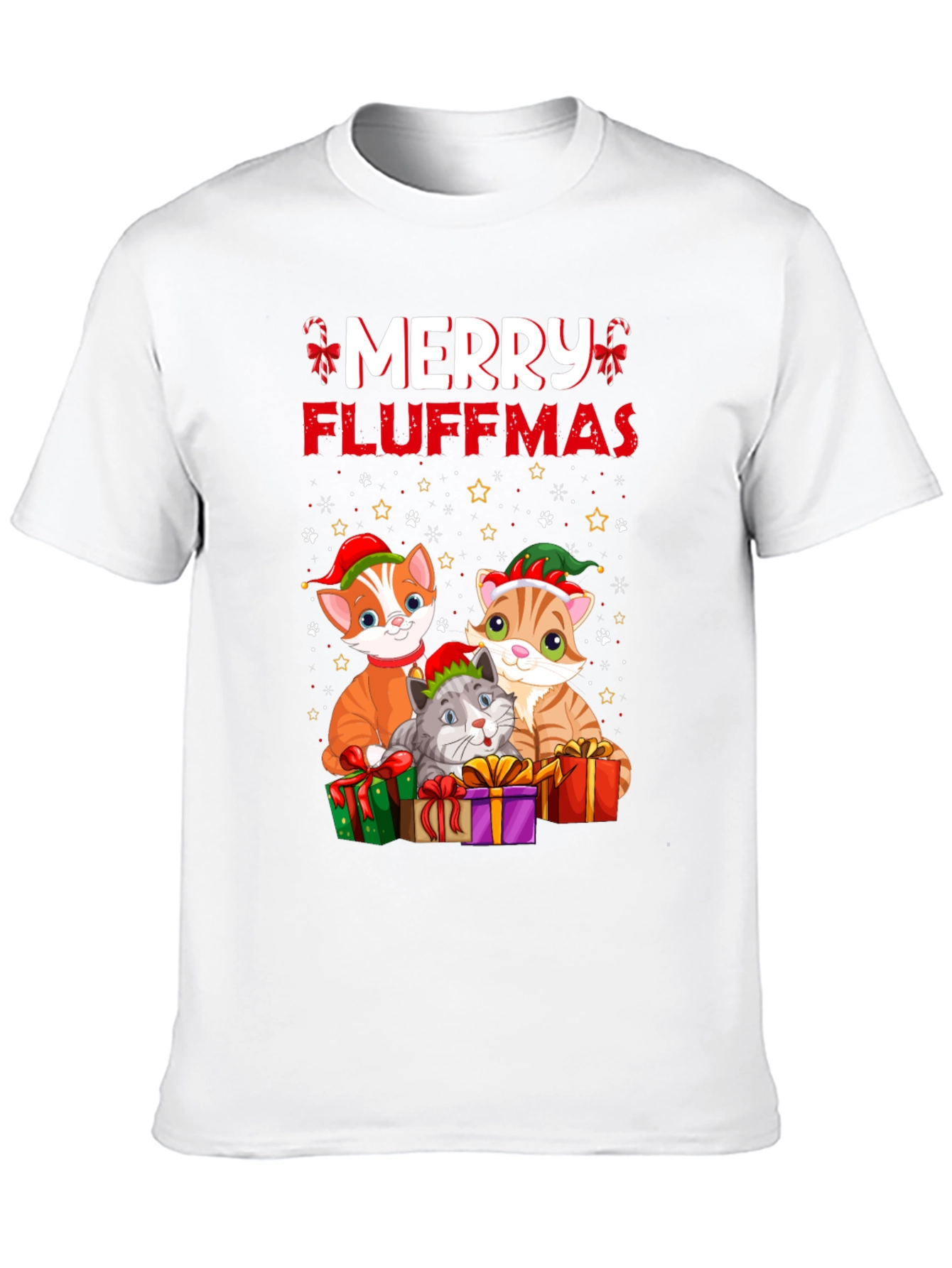 Merry Fluffmas Cat Christmas T-Shirt
