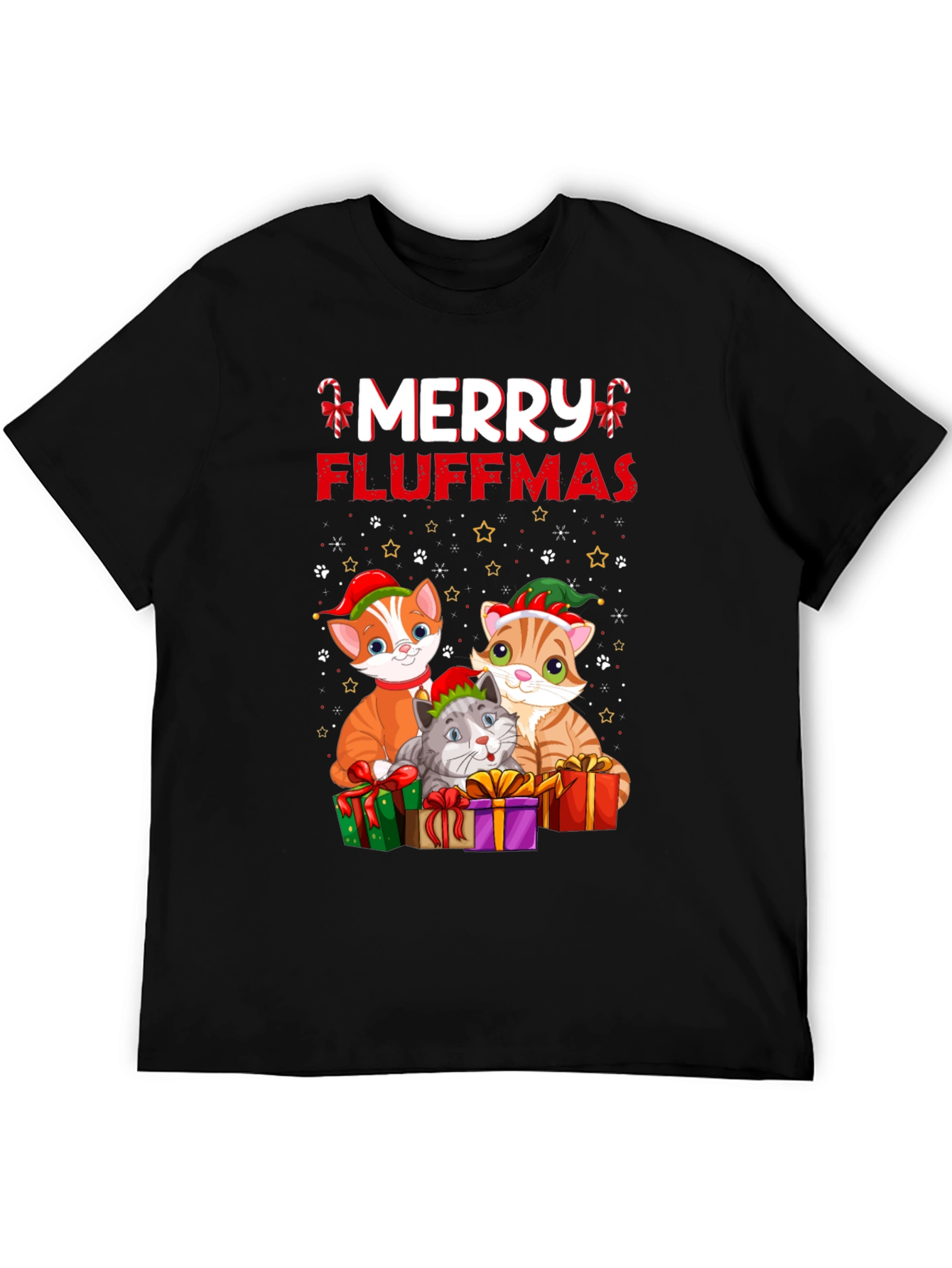 Merry Fluffmas Cat Christmas T-Shirt
