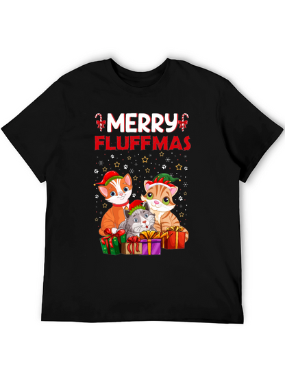 Merry Fluffmas Cat Christmas T-Shirt
