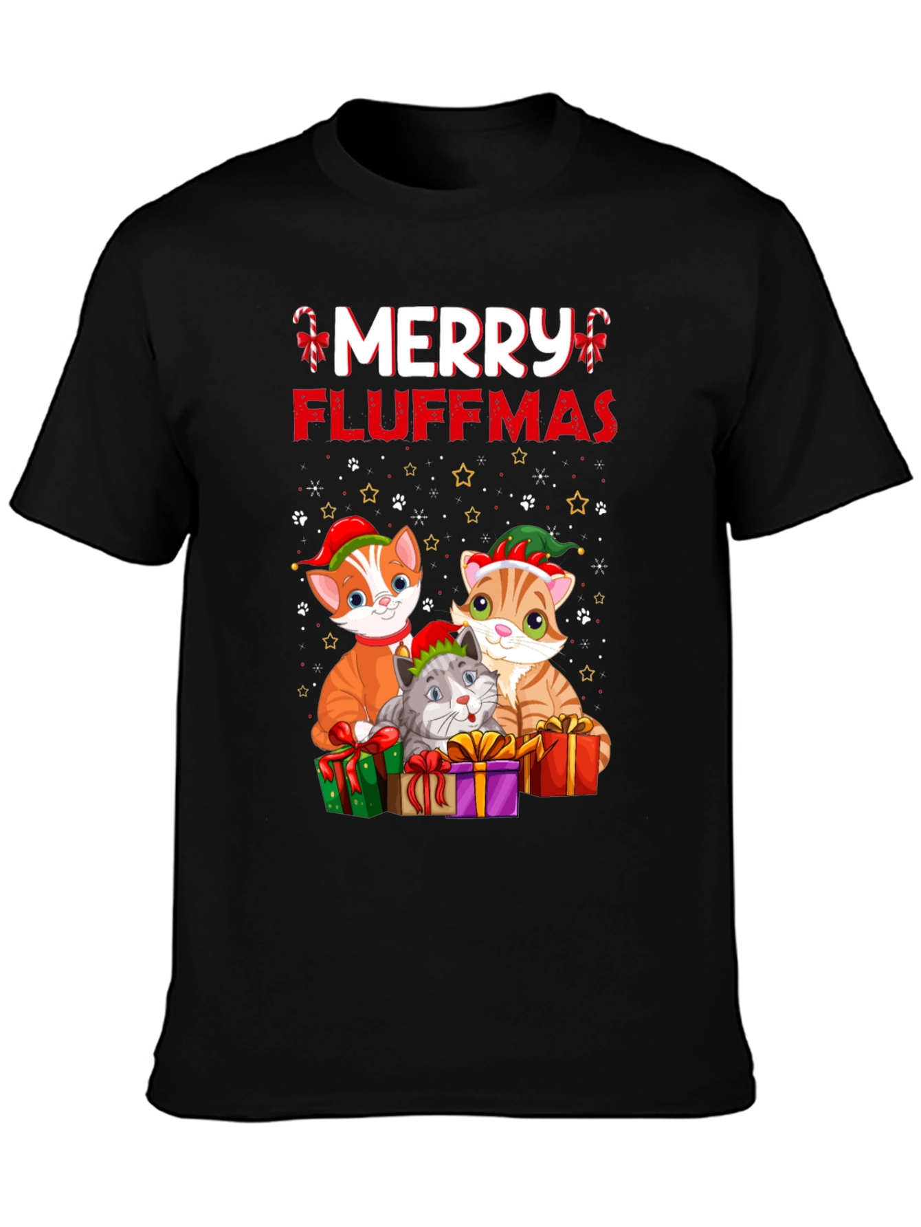 Merry Fluffmas Cat Christmas T-Shirt
