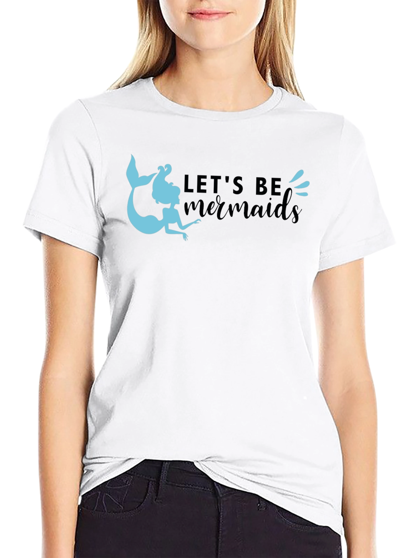 Lets Be Mermaids T-Shirt - Black Cotton Tee