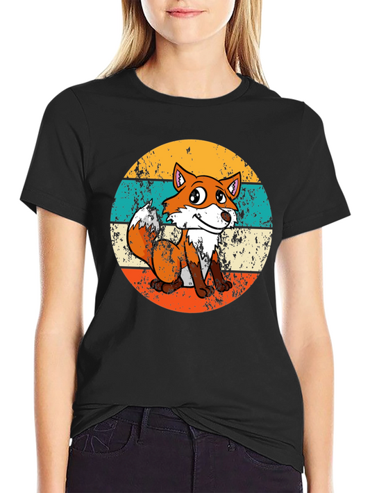 Retro Fox Graphic Tee - Unisex Black T-Shirt