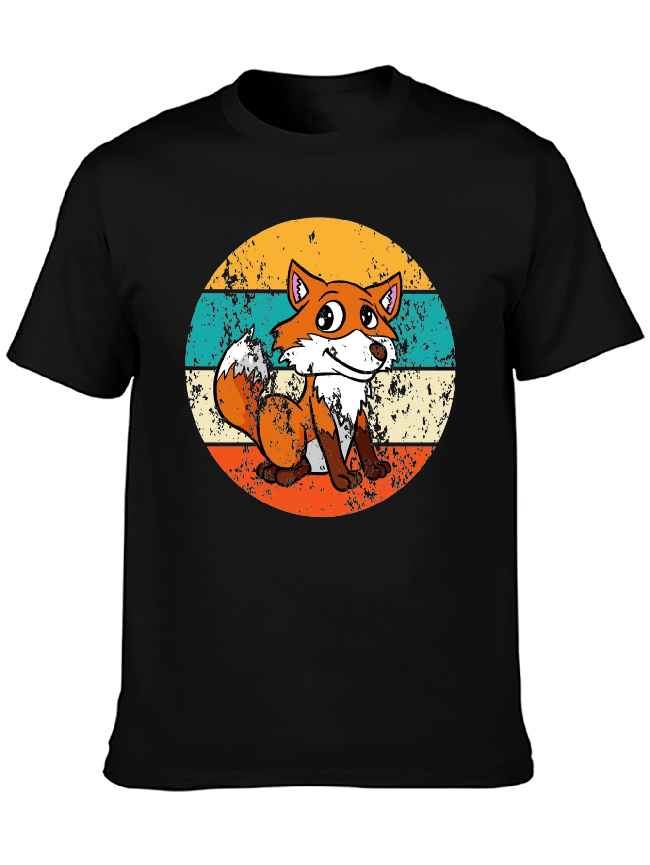 Retro Fox Graphic Tee - Unisex Black T-Shirt
