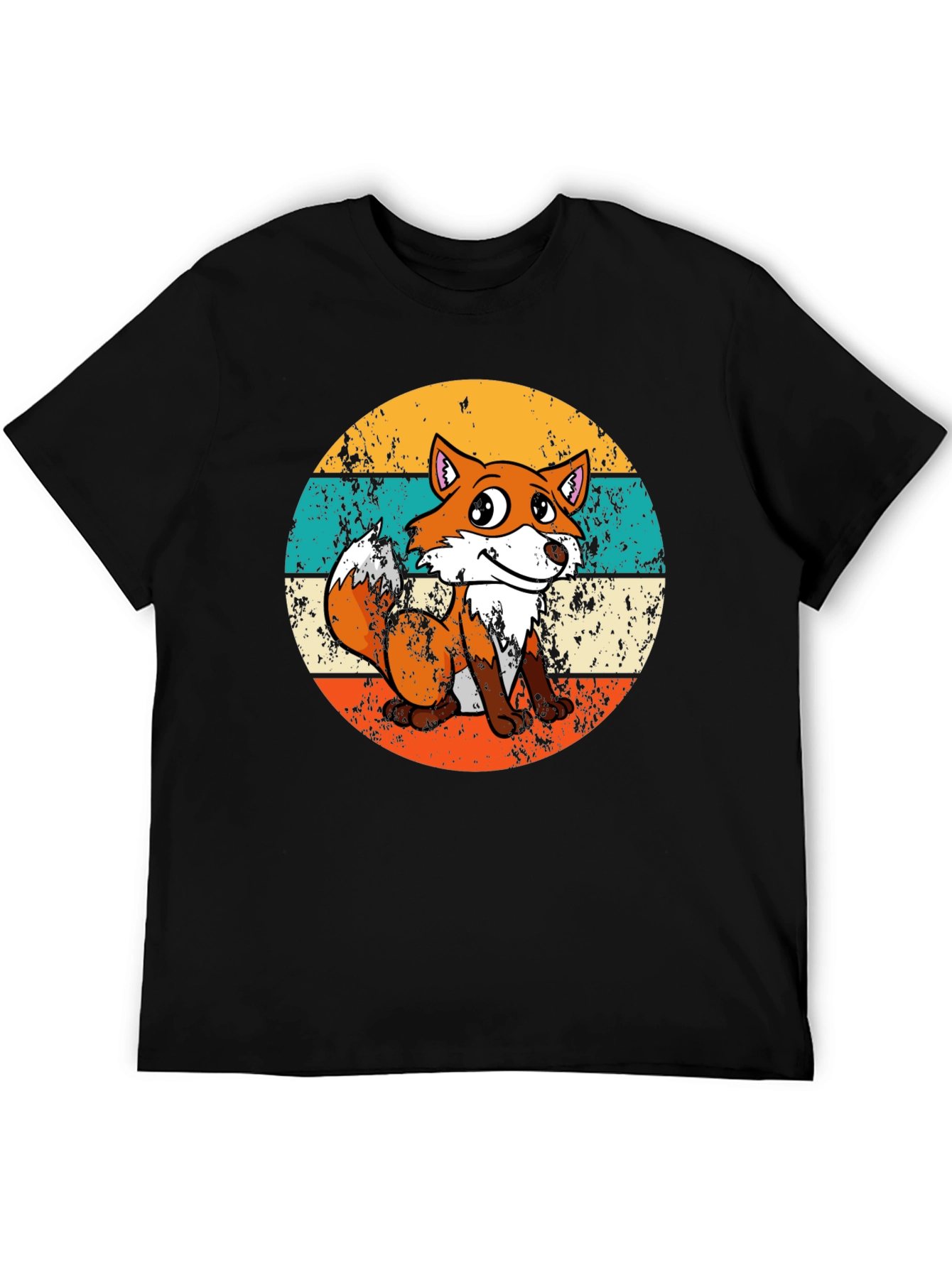 Retro Fox Graphic Tee - Unisex Black T-Shirt
