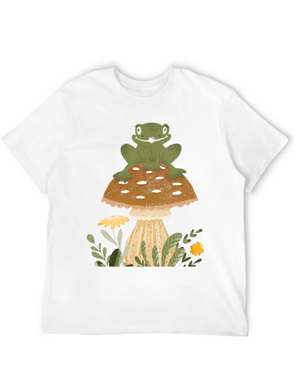 Frog on Mushroom Graphic Tee - Nature Lover Shirt