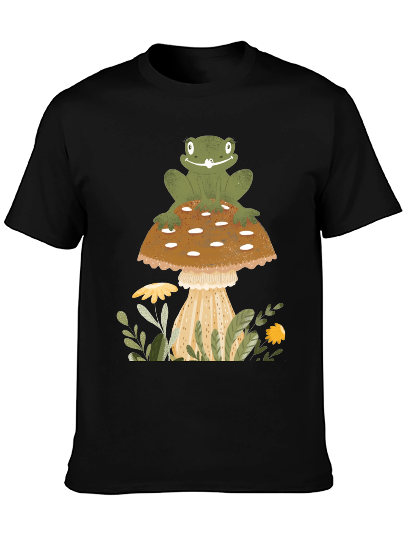 Frog on Mushroom Graphic Tee - Nature Lover Shirt