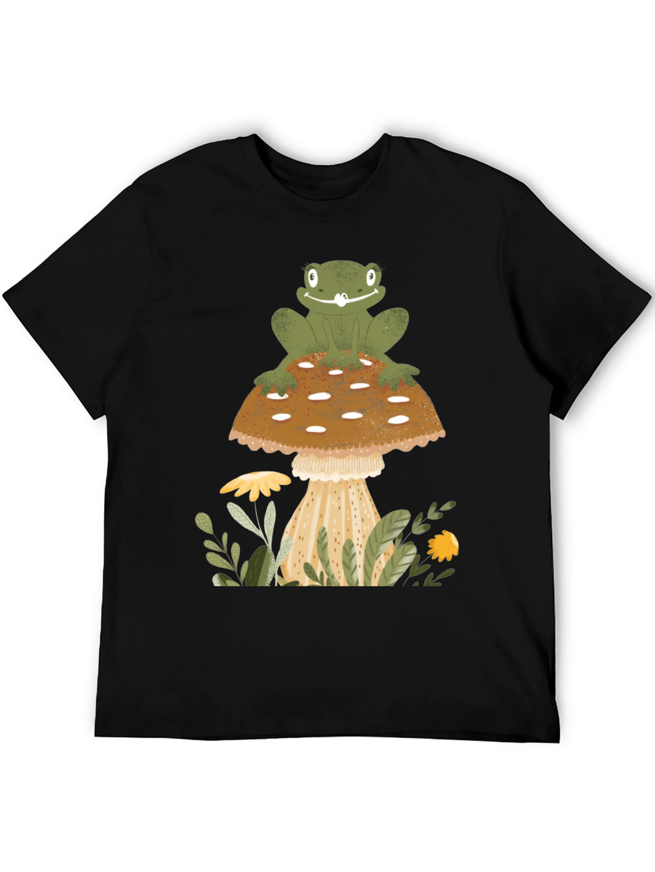 Frog on Mushroom Graphic Tee - Nature Lover Shirt