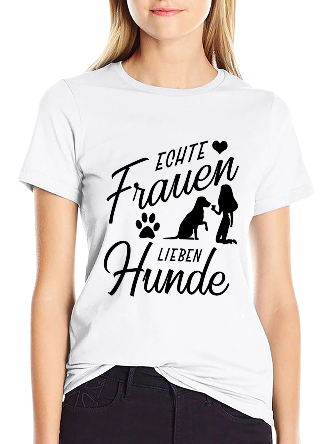 Echte Frauen Lieben Hunde Black T-Shirt