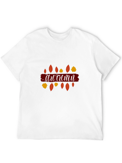 Autumn Leaves Graphic Print Black T-Shirt