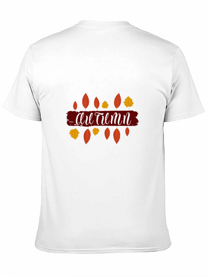 Autumn Leaves Graphic Print Black T-Shirt