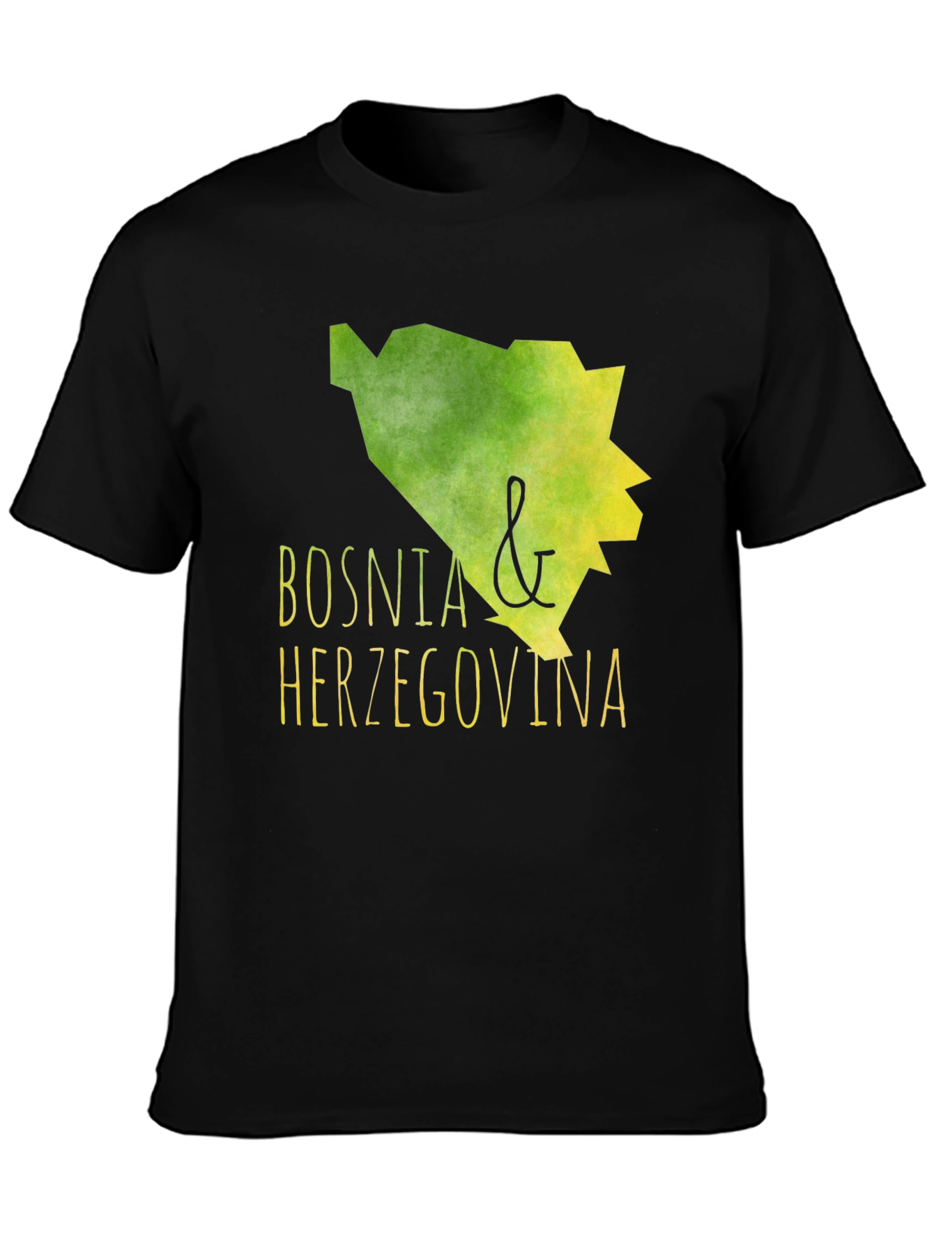 Bosnia & Herzegovina Graphic Tee - Black Cotton T-Shirt