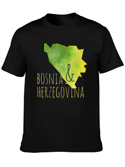 Bosnia & Herzegovina Graphic Tee - Black Cotton T-Shirt