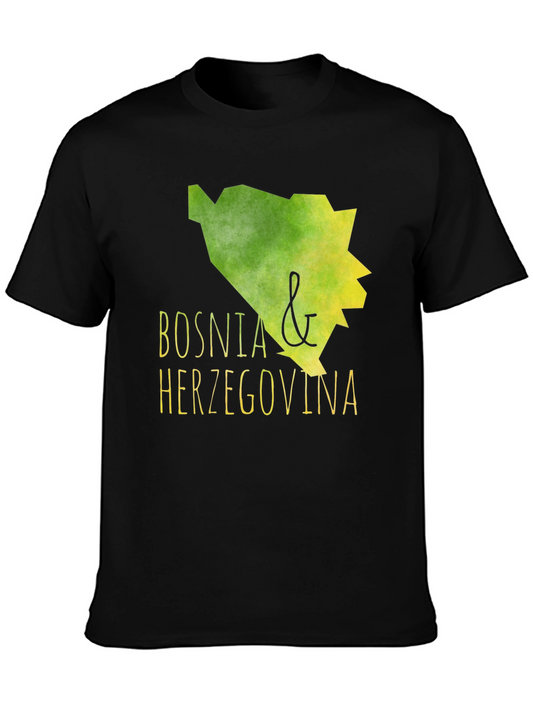 Bosnia & Herzegovina Graphic Tee - Black Cotton T-Shirt