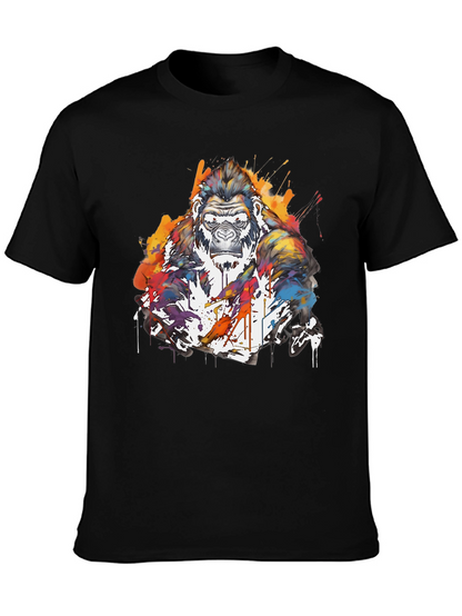 Artistic Gorilla Graphic Black T-Shirt