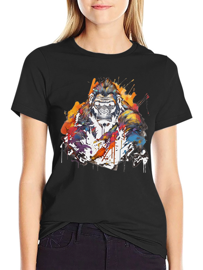 Artistic Gorilla Graphic Black T-Shirt