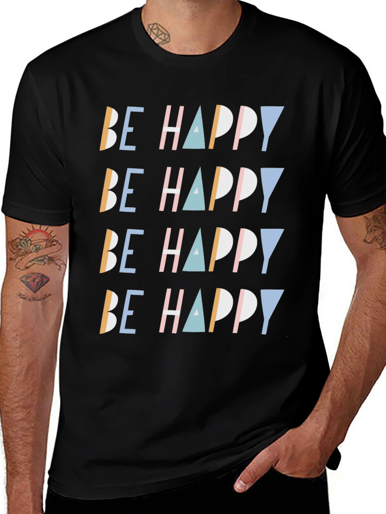 Be Happy Graphic Print Tee - Stylish Comfort