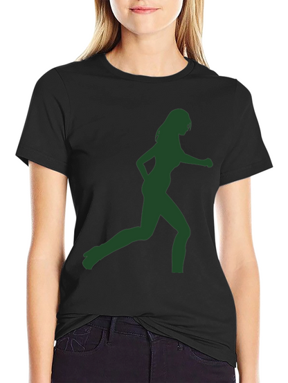 Green Silhouette Womans Running Graphic T-Shirt