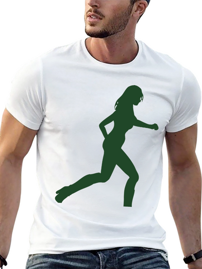 Green Silhouette Womans Running Graphic T-Shirt