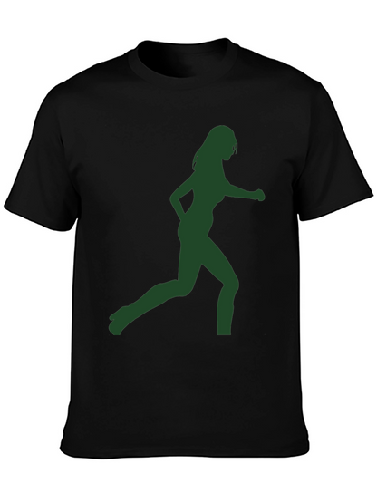 Green Silhouette Womans Running Graphic T-Shirt