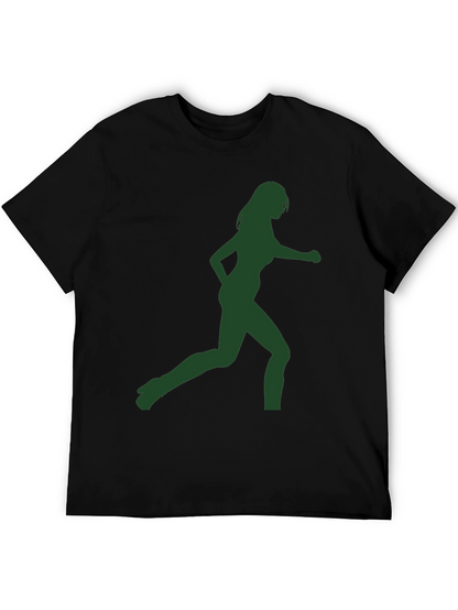 Green Silhouette Womans Running Graphic T-Shirt