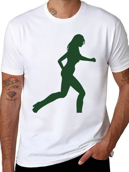 Green Silhouette Womans Running Graphic T-Shirt