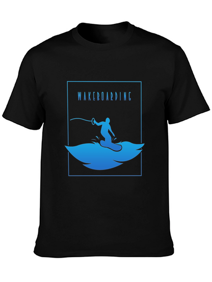 Wakeboarding T-Shirt - Black Cotton Graphic Tee