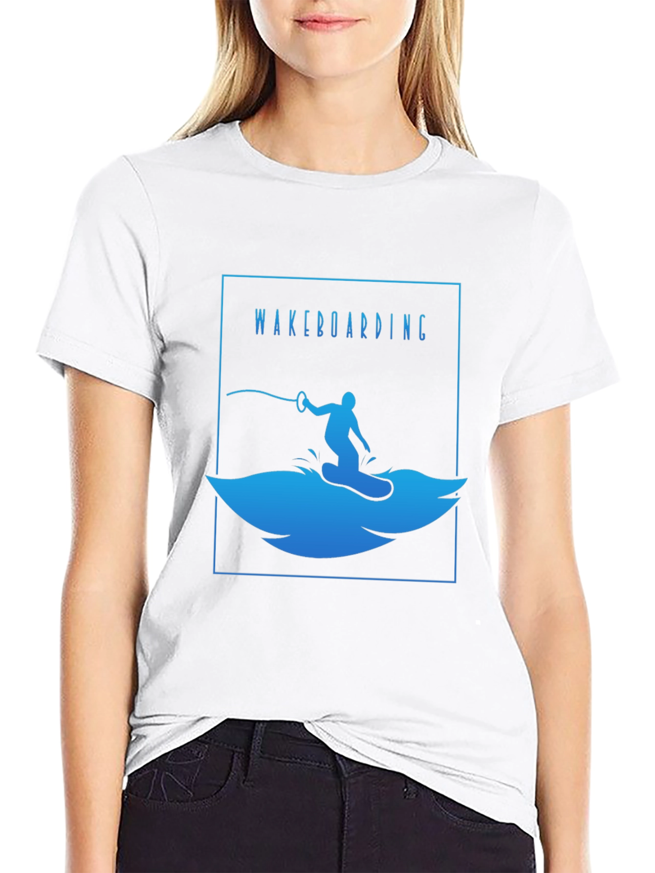 Wakeboarding T-Shirt - Black Cotton Graphic Tee