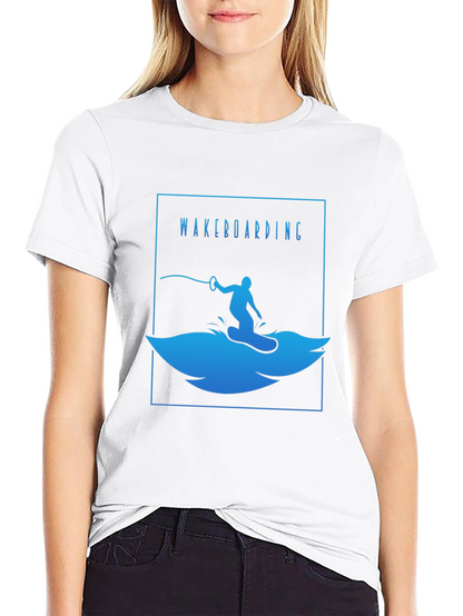 Wakeboarding T-Shirt - Black Cotton Graphic Tee