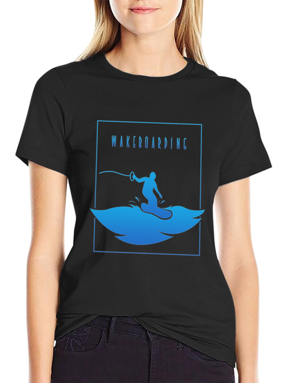 Wakeboarding T-Shirt - Black Cotton Graphic Tee
