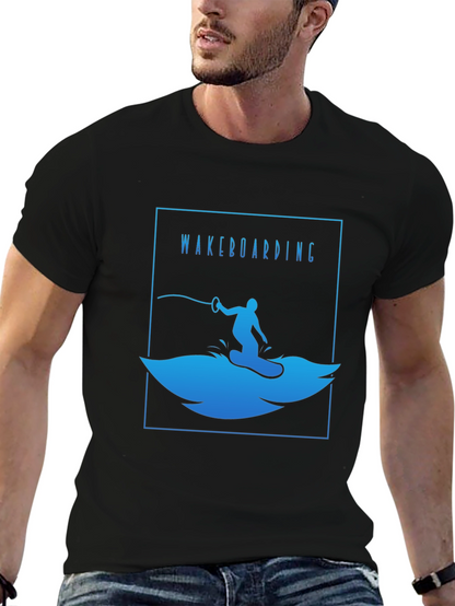 Wakeboarding T-Shirt - Black Cotton Graphic Tee