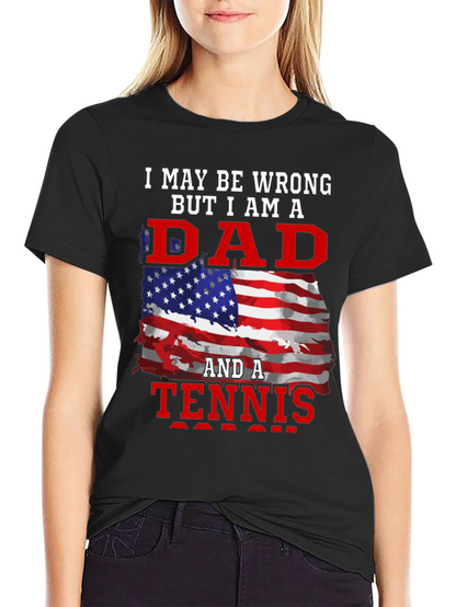 Dad and Tennis Fan T-Shirt - Patriotic Design