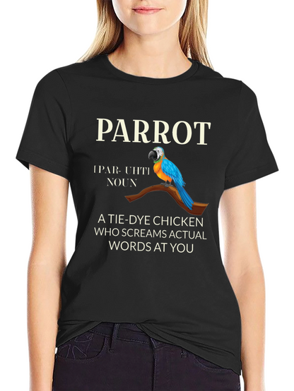 Parrot Tie Dye Chicken Graphic T-Shirt
